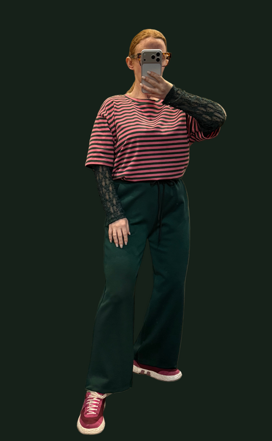 Maglia a righe manica pizzo