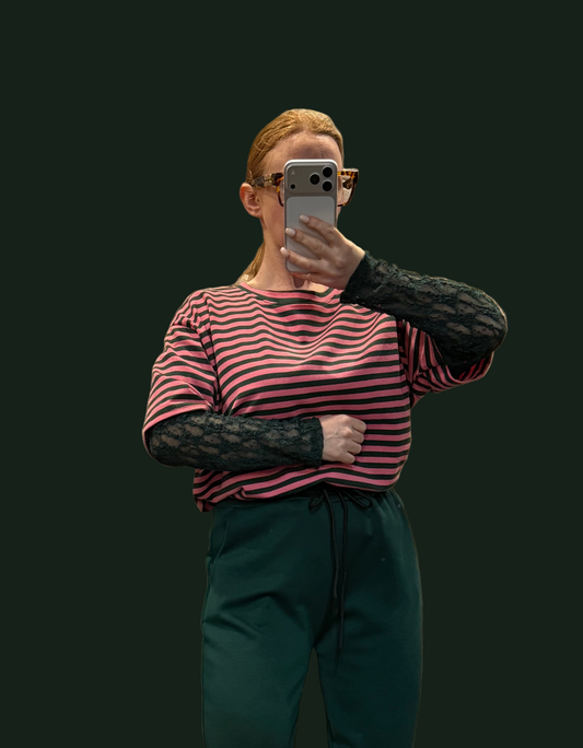 Maglia a righe manica pizzo